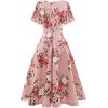 imageHomRain Wedding Guest Dresses for Women Vintage Short Sleeves Casual Fit and Flare Cocktail Formal Dress for Tea PartyBlush Flower