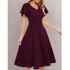 imageHomRain Wedding Guest Dresses for Women Vintage Short Sleeves Casual Fit and Flare Cocktail Formal Dress for Tea PartyBurgundy