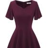 imageHomRain Wedding Guest Dresses for Women Vintage Short Sleeves Casual Fit and Flare Cocktail Formal Dress for Tea PartyBurgundy