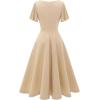 imageHomRain Wedding Guest Dresses for Women Vintage Short Sleeves Casual Fit and Flare Cocktail Formal Dress for Tea PartyChampagne