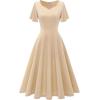 imageHomRain Wedding Guest Dresses for Women Vintage Short Sleeves Casual Fit and Flare Cocktail Formal Dress for Tea PartyChampagne