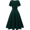 imageHomRain Wedding Guest Dresses for Women Vintage Short Sleeves Casual Fit and Flare Cocktail Formal Dress for Tea PartyDark Green