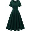 imageHomRain Wedding Guest Dresses for Women Vintage Short Sleeves Casual Fit and Flare Cocktail Formal Dress for Tea PartyDark Green