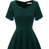 imageHomRain Wedding Guest Dresses for Women Vintage Short Sleeves Casual Fit and Flare Cocktail Formal Dress for Tea PartyDark Green