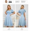 imageHomRain Wedding Guest Dresses for Women Vintage Short Sleeves Casual Fit and Flare Cocktail Formal Dress for Tea PartyGlitterblue