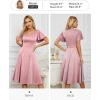 imageHomRain Wedding Guest Dresses for Women Vintage Short Sleeves Casual Fit and Flare Cocktail Formal Dress for Tea PartyGlitterblush