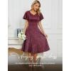 imageHomRain Wedding Guest Dresses for Women Vintage Short Sleeves Casual Fit and Flare Cocktail Formal Dress for Tea PartyGlitterburgundy