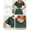imageHomRain Wedding Guest Dresses for Women Vintage Short Sleeves Casual Fit and Flare Cocktail Formal Dress for Tea PartyGlitterdark Green