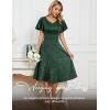 imageHomRain Wedding Guest Dresses for Women Vintage Short Sleeves Casual Fit and Flare Cocktail Formal Dress for Tea PartyGlitterdark Green