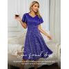 imageHomRain Wedding Guest Dresses for Women Vintage Short Sleeves Casual Fit and Flare Cocktail Formal Dress for Tea PartyGlitterroyalblue