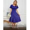 imageHomRain Wedding Guest Dresses for Women Vintage Short Sleeves Casual Fit and Flare Cocktail Formal Dress for Tea PartyGlitterroyalblue
