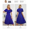 imageHomRain Wedding Guest Dresses for Women Vintage Short Sleeves Casual Fit and Flare Cocktail Formal Dress for Tea PartyGlitterroyalblue