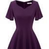 imageHomRain Wedding Guest Dresses for Women Vintage Short Sleeves Casual Fit and Flare Cocktail Formal Dress for Tea PartyGrape