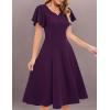 imageHomRain Wedding Guest Dresses for Women Vintage Short Sleeves Casual Fit and Flare Cocktail Formal Dress for Tea PartyGrape