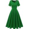 imageHomRain Wedding Guest Dresses for Women Vintage Short Sleeves Casual Fit and Flare Cocktail Formal Dress for Tea PartyGreen