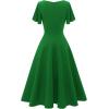 imageHomRain Wedding Guest Dresses for Women Vintage Short Sleeves Casual Fit and Flare Cocktail Formal Dress for Tea PartyGreen