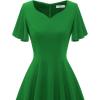 imageHomRain Wedding Guest Dresses for Women Vintage Short Sleeves Casual Fit and Flare Cocktail Formal Dress for Tea PartyGreen