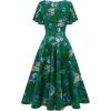 imageHomRain Wedding Guest Dresses for Women Vintage Short Sleeves Casual Fit and Flare Cocktail Formal Dress for Tea PartyGreen Flower