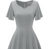 imageHomRain Wedding Guest Dresses for Women Vintage Short Sleeves Casual Fit and Flare Cocktail Formal Dress for Tea PartyGrey