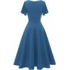 imageHomRain Wedding Guest Dresses for Women Vintage Short Sleeves Casual Fit and Flare Cocktail Formal Dress for Tea PartyGreyblue