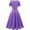 imageHomRain Wedding Guest Dresses for Women Vintage Short Sleeves Casual Fit and Flare Cocktail Formal Dress for Tea PartyLavender