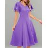 imageHomRain Wedding Guest Dresses for Women Vintage Short Sleeves Casual Fit and Flare Cocktail Formal Dress for Tea PartyLavender