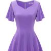 imageHomRain Wedding Guest Dresses for Women Vintage Short Sleeves Casual Fit and Flare Cocktail Formal Dress for Tea PartyLavender
