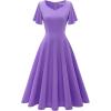 imageHomRain Wedding Guest Dresses for Women Vintage Short Sleeves Casual Fit and Flare Cocktail Formal Dress for Tea PartyLavender