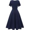 imageHomRain Wedding Guest Dresses for Women Vintage Short Sleeves Casual Fit and Flare Cocktail Formal Dress for Tea PartyNavy