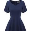 imageHomRain Wedding Guest Dresses for Women Vintage Short Sleeves Casual Fit and Flare Cocktail Formal Dress for Tea PartyNavy