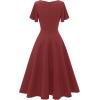 imageHomRain Wedding Guest Dresses for Women Vintage Short Sleeves Casual Fit and Flare Cocktail Formal Dress for Tea PartyRaspberry