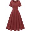 imageHomRain Wedding Guest Dresses for Women Vintage Short Sleeves Casual Fit and Flare Cocktail Formal Dress for Tea PartyRaspberry