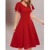imageHomRain Wedding Guest Dresses for Women Vintage Short Sleeves Casual Fit and Flare Cocktail Formal Dress for Tea PartyRed