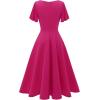 imageHomRain Wedding Guest Dresses for Women Vintage Short Sleeves Casual Fit and Flare Cocktail Formal Dress for Tea PartyRose