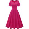 imageHomRain Wedding Guest Dresses for Women Vintage Short Sleeves Casual Fit and Flare Cocktail Formal Dress for Tea PartyRose