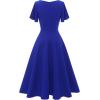 imageHomRain Wedding Guest Dresses for Women Vintage Short Sleeves Casual Fit and Flare Cocktail Formal Dress for Tea PartyRoyal Blue