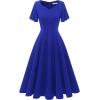 imageHomRain Wedding Guest Dresses for Women Vintage Short Sleeves Casual Fit and Flare Cocktail Formal Dress for Tea PartyRoyal Blue
