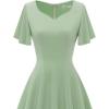 imageHomRain Wedding Guest Dresses for Women Vintage Short Sleeves Casual Fit and Flare Cocktail Formal Dress for Tea PartySage Green