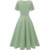 imageHomRain Wedding Guest Dresses for Women Vintage Short Sleeves Casual Fit and Flare Cocktail Formal Dress for Tea PartySage Green