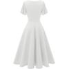 imageHomRain Wedding Guest Dresses for Women Vintage Short Sleeves Casual Fit and Flare Cocktail Formal Dress for Tea PartyWhite