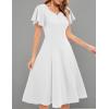 imageHomRain Wedding Guest Dresses for Women Vintage Short Sleeves Casual Fit and Flare Cocktail Formal Dress for Tea PartyWhite