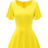 imageHomRain Wedding Guest Dresses for Women Vintage Short Sleeves Casual Fit and Flare Cocktail Formal Dress for Tea PartyYellow