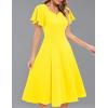 imageHomRain Wedding Guest Dresses for Women Vintage Short Sleeves Casual Fit and Flare Cocktail Formal Dress for Tea PartyYellow