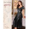 imageHomRain Women Sparkly Formal Party Dress VNeck Short Sleeve Wedding Cocktail Long Evening DressBlack
