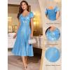 imageHomRain Women Sparkly Formal Party Dress VNeck Short Sleeve Wedding Cocktail Long Evening DressBlue