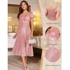imageHomRain Women Sparkly Formal Party Dress VNeck Short Sleeve Wedding Cocktail Long Evening DressPink