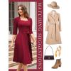 imageHomRain Womens Cocktail Formal Dresses Elegant Wedding Guest ALine Graduation Tea Party Modest Prom Church DressBurgundy