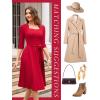 imageHomRain Womens Cocktail Formal Dresses Elegant Wedding Guest ALine Graduation Tea Party Modest Prom Church DressRed