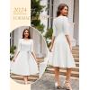 imageHomRain Womens Cocktail Formal Dresses Elegant Wedding Guest ALine Graduation Tea Party Modest Prom Church DressWhite