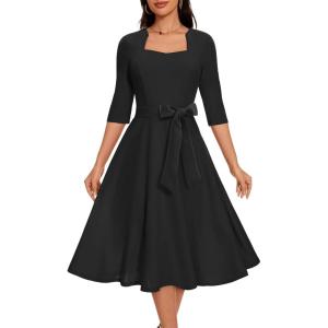 imageHomRain Womens Cocktail Formal Dresses Elegant Wedding Guest ALine Graduation Tea Party Modest Prom Church DressBlack